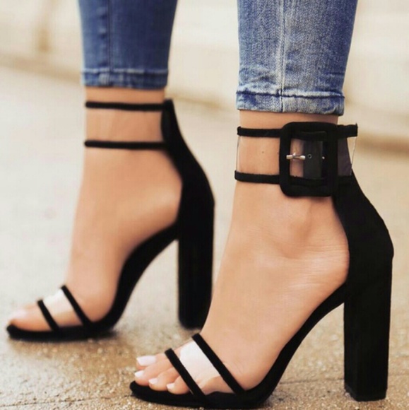 Shoes - (New)Black suede thick heels